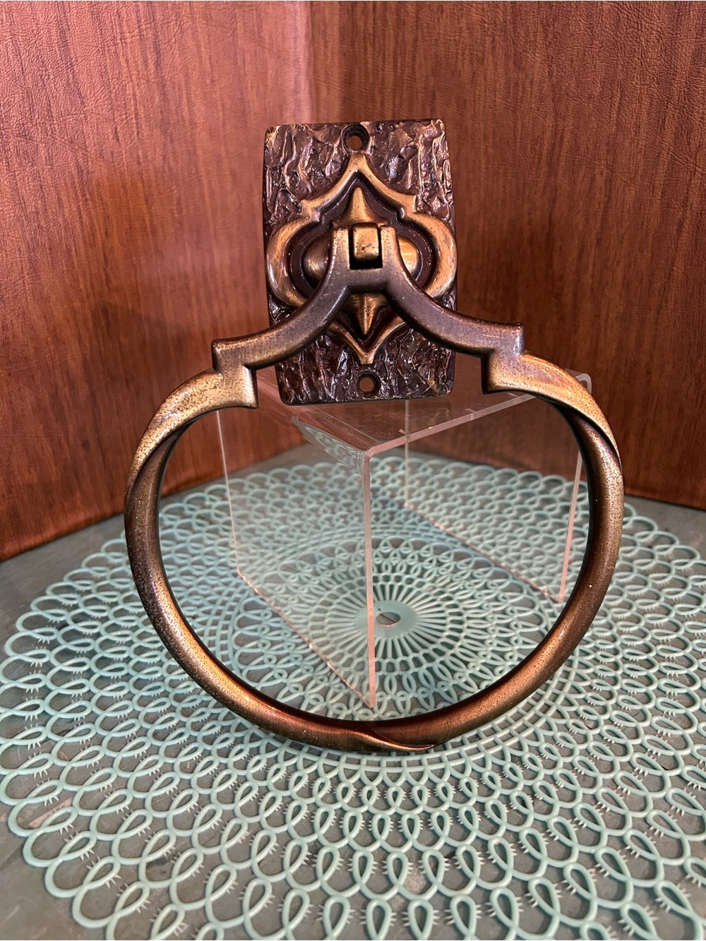Vintage Amerock towel ring bathroom antique brass carriage house